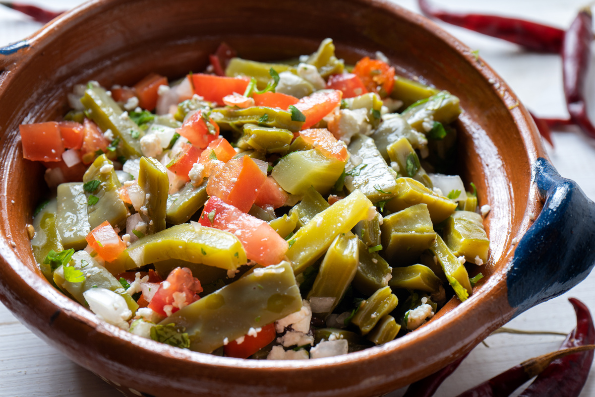 Mexican nopal cactus salad